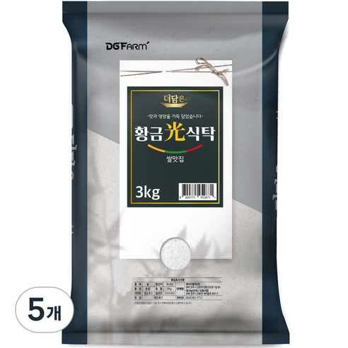 대구농산 더담은 황금빛식탁 백미, 3kg, 5개