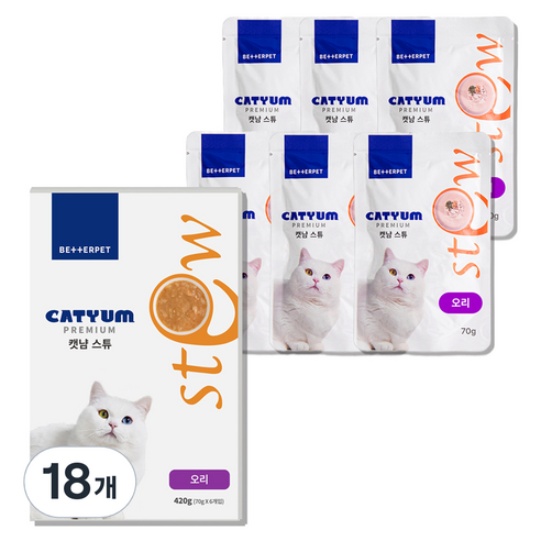 베러펫 전연령용 캣냠 고양이 스튜 습식사료, 70g, 18개, 오리