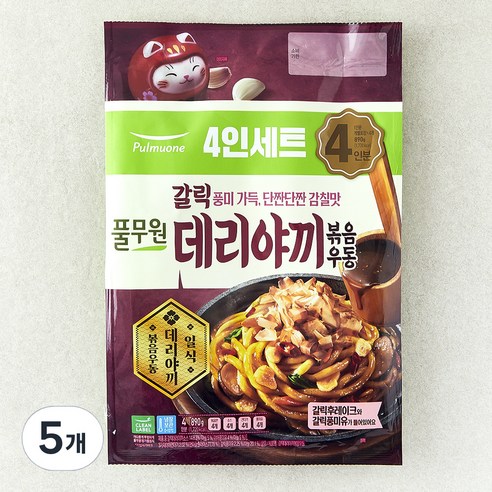 풀무원 갈릭 데리야끼 볶음 우동 4인분, 890g, 5개