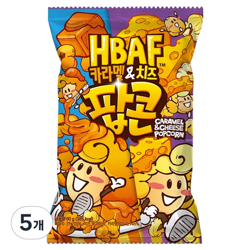 바프 카라멜 앤 치즈 팝콘, 80g, 5개