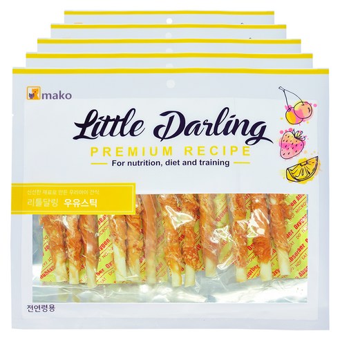 마코펫 강아지 리틀달링 프리미엄 레시피 건조간식, 우유스틱, 300g, 5개
