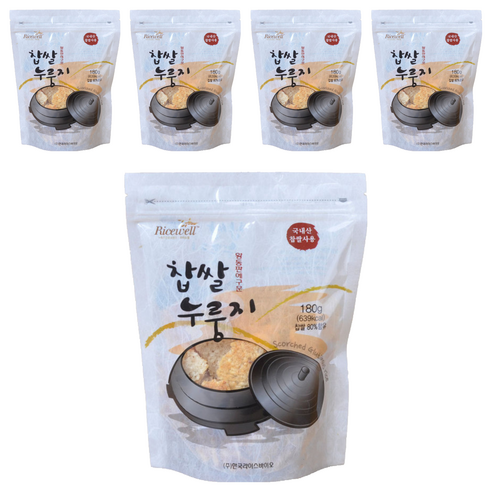 라이스웰 황동판에 구운 찹쌀 누룽지, 180g, 5개