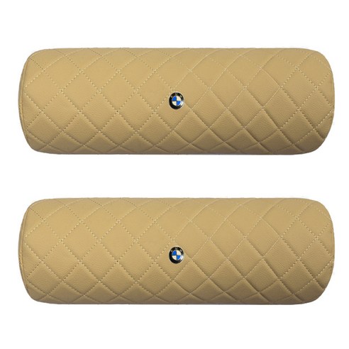 에르미 차량용 목쿠션 자동차 전체퀄팅, BMW+베이지, 2개