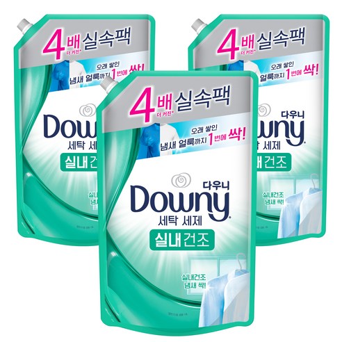 다우니 프리미엄 액상세제 실내건조 리필, 1.8L, 3개