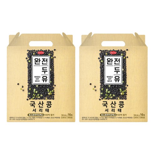 한미두유 완전두유 국산콩 검은콩 서리태, 190ml, 32개