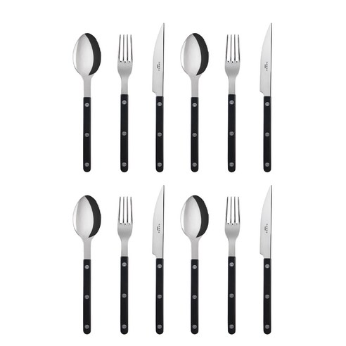 사브르 비스트로 디너 스푼 + 디너 포크 + 디너 나이프 세트, 블랙, 디너 스푼 4p + 디너 포크 4p + 디너 나이프 4p, 1세트