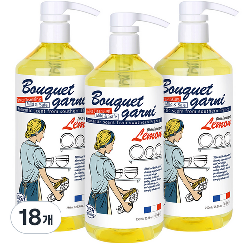 부케가르니 에코 주방세제 레몬향, 750ml, 18개