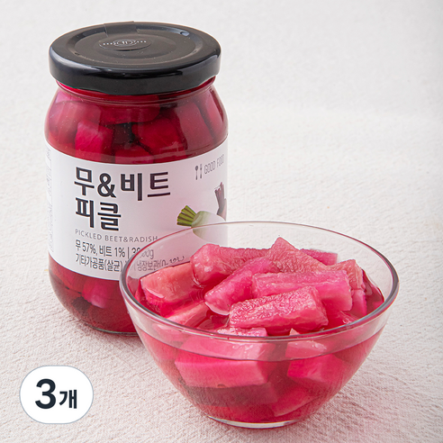 정성식품 무 & 비트 피클, 300g, 3개