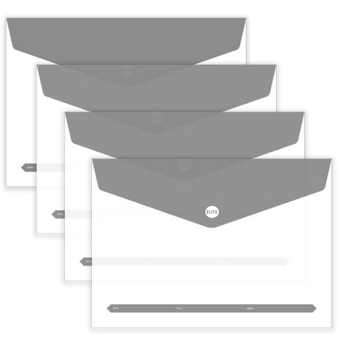 투영디자인 엘리트 포켓 봉투화일, 그레이, 4개입