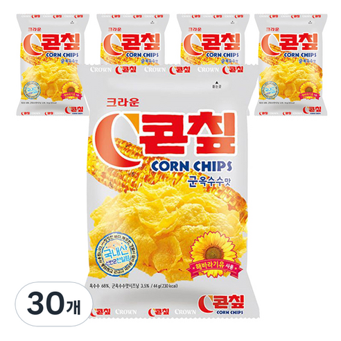 크라운 C콘칲 스낵, 44g, 30개
