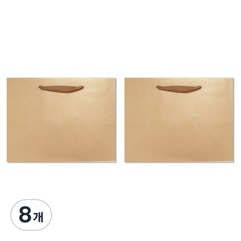 홀마크 무지 단색 가로형 쇼핑백 특대, 골드, 8개