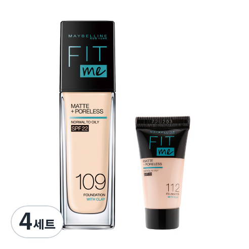 메이블린 핏미 파운데이션 30ml + 미니 파운데이션 5ml 세트, 본품(109 라이트 아이보리), 미니(랜덤발송), 4세트