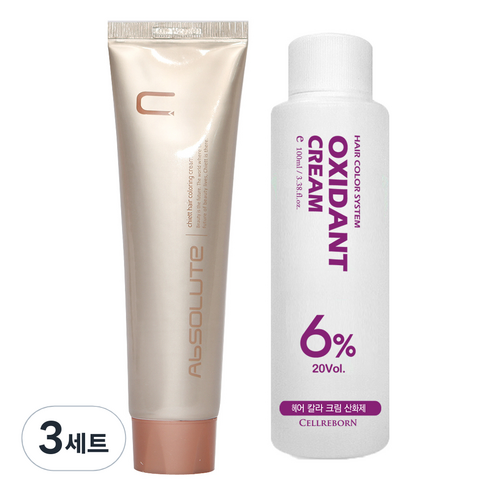 에비뉴쉬에뜨 앱솔루트 컬러링 크림 염색제 120g + 산화제 100ml, 8OR 밝은오렌지, 3세트
