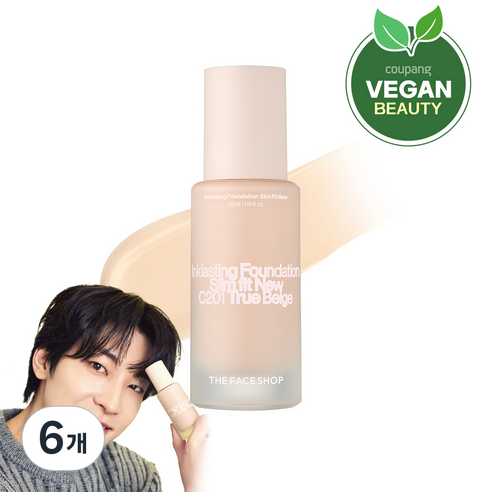 더페이스샵 잉크래스팅 파운데이션 슬림핏 뉴 35ml, C201, 6개
