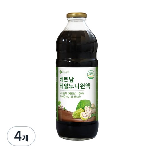바로푸드 베트남 레알노니원액 1L, 4개 신선한 맛과 편리함을 한 번에!