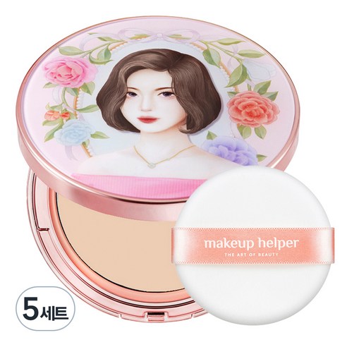 메이크업헬퍼 아트 팩트 오리지널 프로피니쉬 25g 러블리레이첼 + 전용 퍼프 세트, 23호 내추럴베이지, 5세트