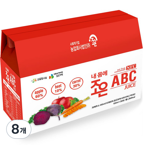 조은 내 몸에 조은 ABC 과채주스, 3L, 8개