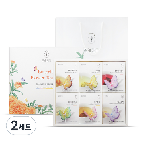 꽃을담다 나비티백 6종세트, 꽃차 6종, 2세트