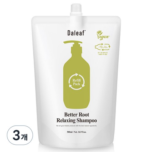 달리프 클로렐라 베러 루트 릴렉싱 샴푸 리필팩, 3개, 500ml