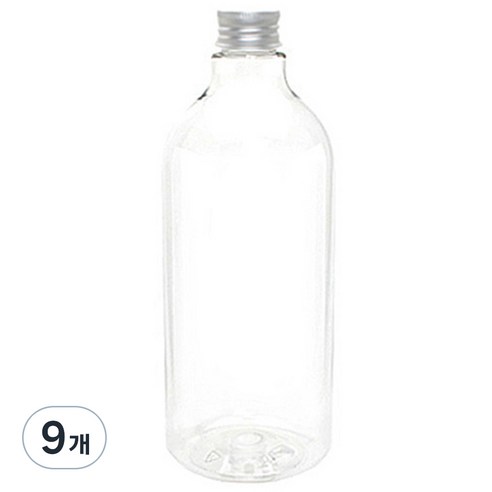DN1000 투명 음료용기 알루미늄 실버캡, 1L, 9개