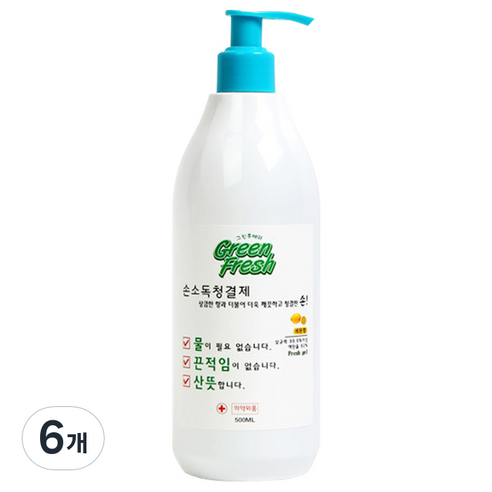 그린후레쉬 손소독 청결제 B형, 500ml, 6개