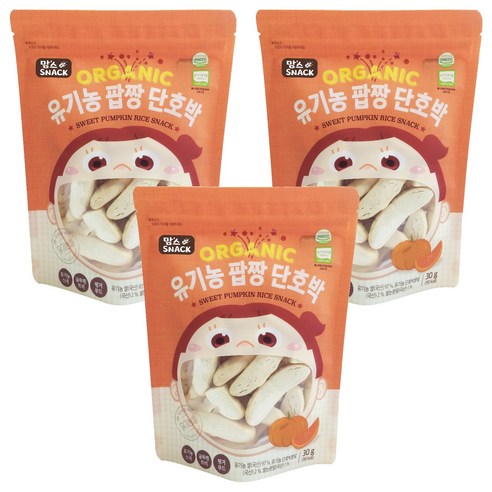 맘스스낵 유기농 팝짱 단호박, 단호박맛, 30g, 3개