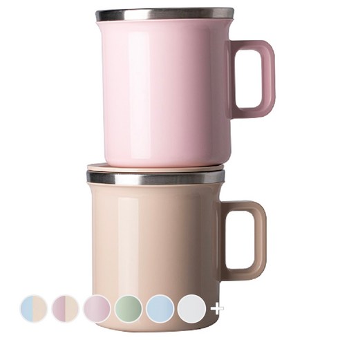 JVR 모노 스텐머그컵 360ml 2p 세트, PINK + BEIGE, 1세트