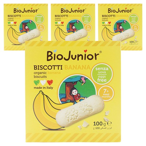 바이오주니어 유아용 유기농 바나나 비스킷, 바나나맛, 100g, 4개