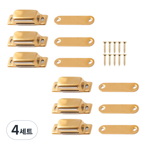 철물대장 스텐 자석 파워 빠찌링 6p 세트 골드, 4세트