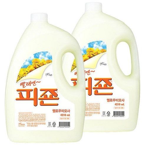 피죤 섬유유연제 옐로우미모사 본품, 4210ml, 2개