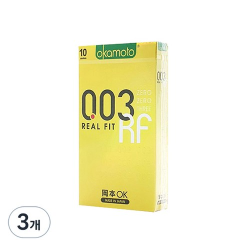 오카모토 0.03 리얼핏 RF 콘돔, 10개입, 3개