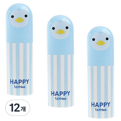 더자카 펭귄 휴대용 칫솔케이스, 블루, 12개