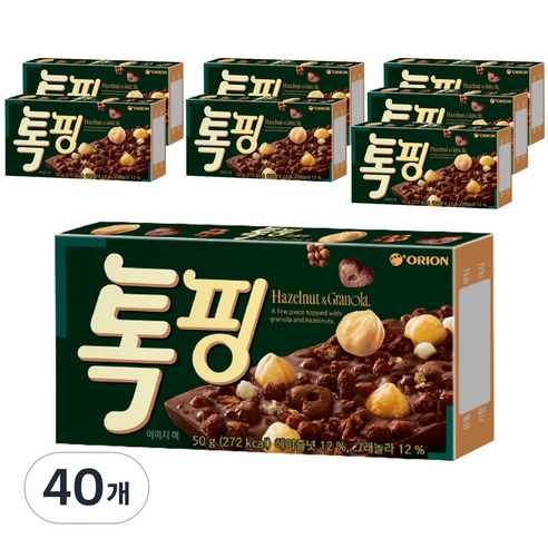 오리온 톡핑 헤이즐넛 앤 그래놀라 초콜릿, 50g, 40개