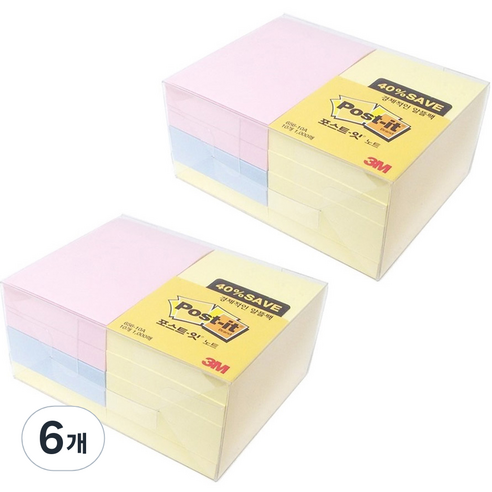 포스트잇 노트 알뜰팩 656-10A, 혼합색상, 6개