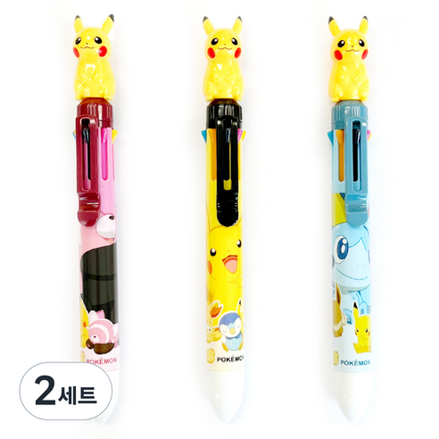 포켓몬스터 마스코트 8색볼펜 3종 x 2p 세트, 혼합색상, 2세트