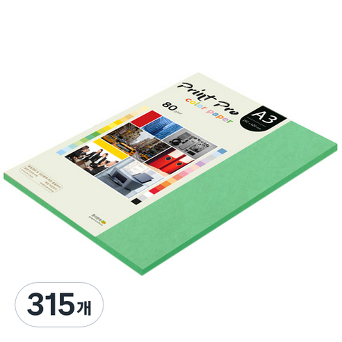 종이문화 프린트 프로 칼라 복사용지 No 11 딥그린 80g, A3, 315개
