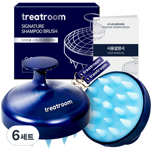 트리트룸 시그니처 두피 샴푸브러쉬 + 전용 스트랩 세트, 혼합색상, 6세트