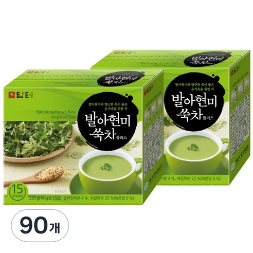 담터 발아현미 쑥차 플러스, 15g, 15개입, 6개