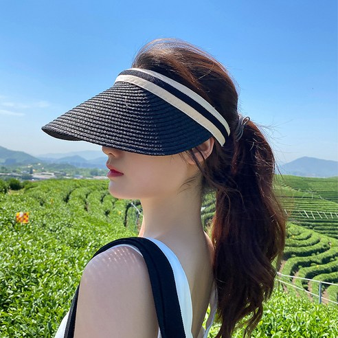 베러바이즈 여성 여름 라탄 밀짚 라피아 햇 썬 캡 모자