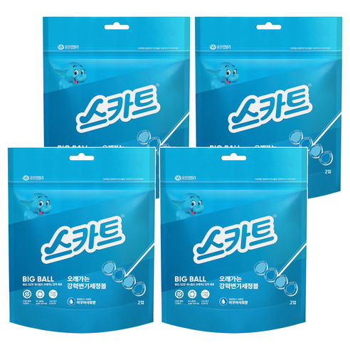 스카트 오래가는 강력변기세정볼 아쿠아샤워향 2입, 120g, 4개