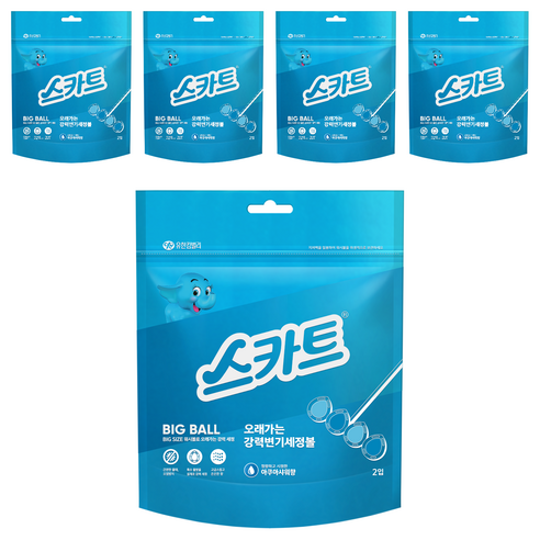 스카트 오래가는 강력 변기 세정볼 아쿠아샤워향 2p, 120g, 5개