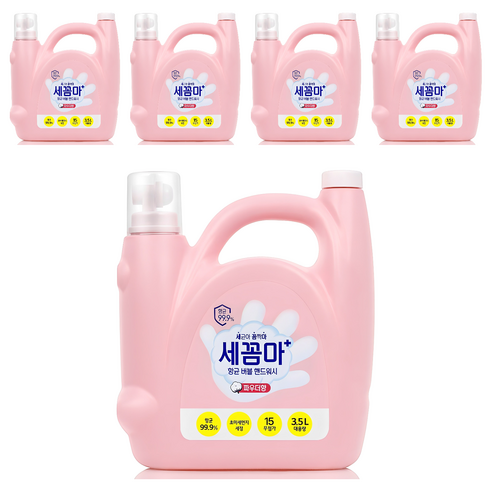 세균아꼼짝마 항균 버블 핸드워시 파우더향, 3.5L, 5개