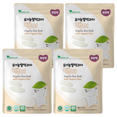또또맘 유기농 쌀떡과자 20g, 백미, 4개