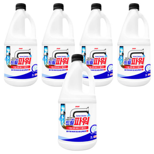 대쉬 드릴 파워 초강력 배수구 클리너, 2L, 5개