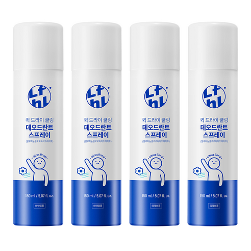 라이프홀릭 퀵 드라이 쿨링 데오드란트 스프레이, 150ml, 4개