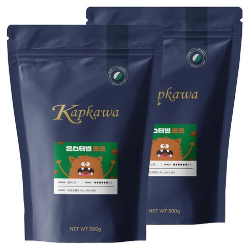 캅카와 몬스터빈 초코 원두커피, 홀빈(분쇄안함), 500g, 2개