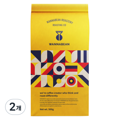 워너빈 인도네시아 만델링 G1 원두커피, 모카포트, 500g, 2개, 2개
