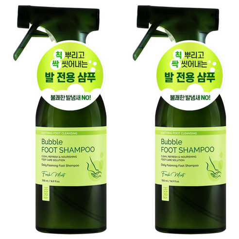 하라즈 버블 풋 샴푸 프레쉬민트향, 1개입, 2개, 500ml