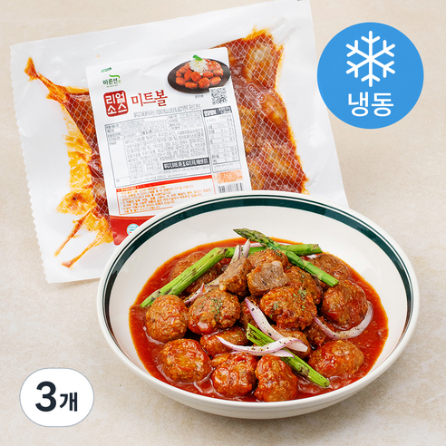 바른선 리얼소스 미트볼 (냉동), 500g, 3개