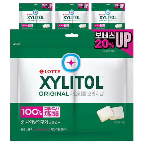 롯데자일리톨 오리지날 껌 리필, 105g, 4개